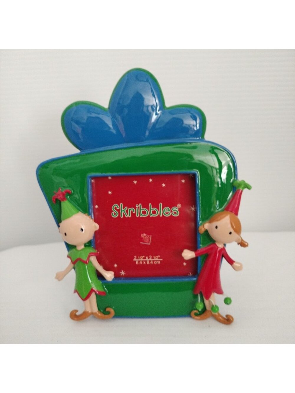 RUSS Picture Photo Frame Christmas Ornament Scribbles With 2 FigurinesNew